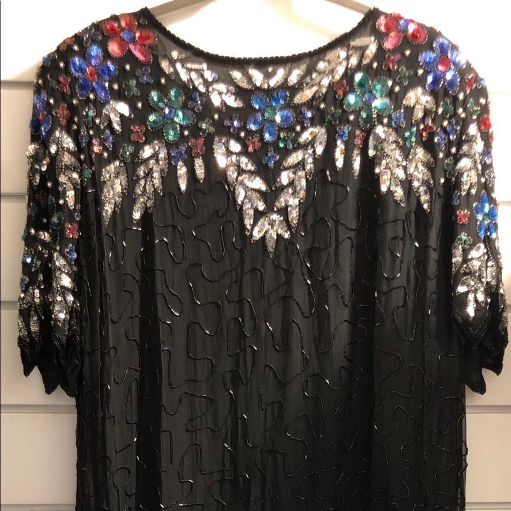 Vintage Carina Beaded Multicolor Black Base Dress